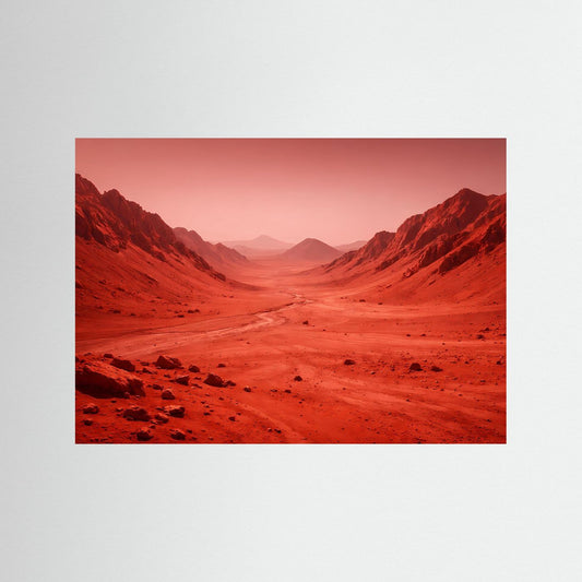 Querformatposter mit roter Marslandschaft und Canyonlandschaft ohne Rahmen