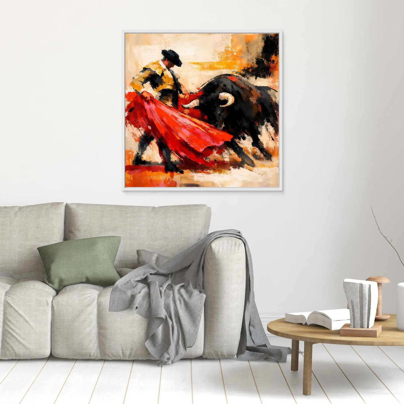 Premium Leinwand Matador und Stier Abstrakt | Modernes Kunst Poster Spanien Wandbild