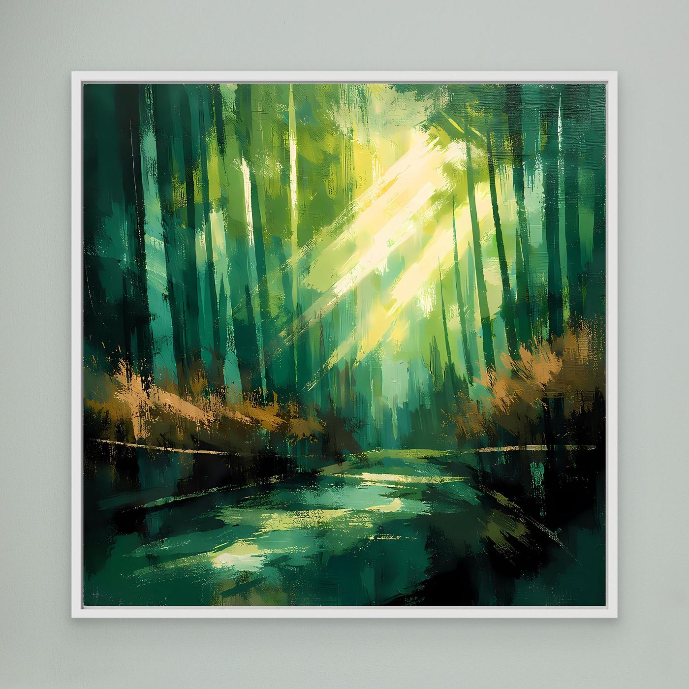 Leinwand Lichtdurchfluteter Zauberwald | Abstraktes Natur Wandbild