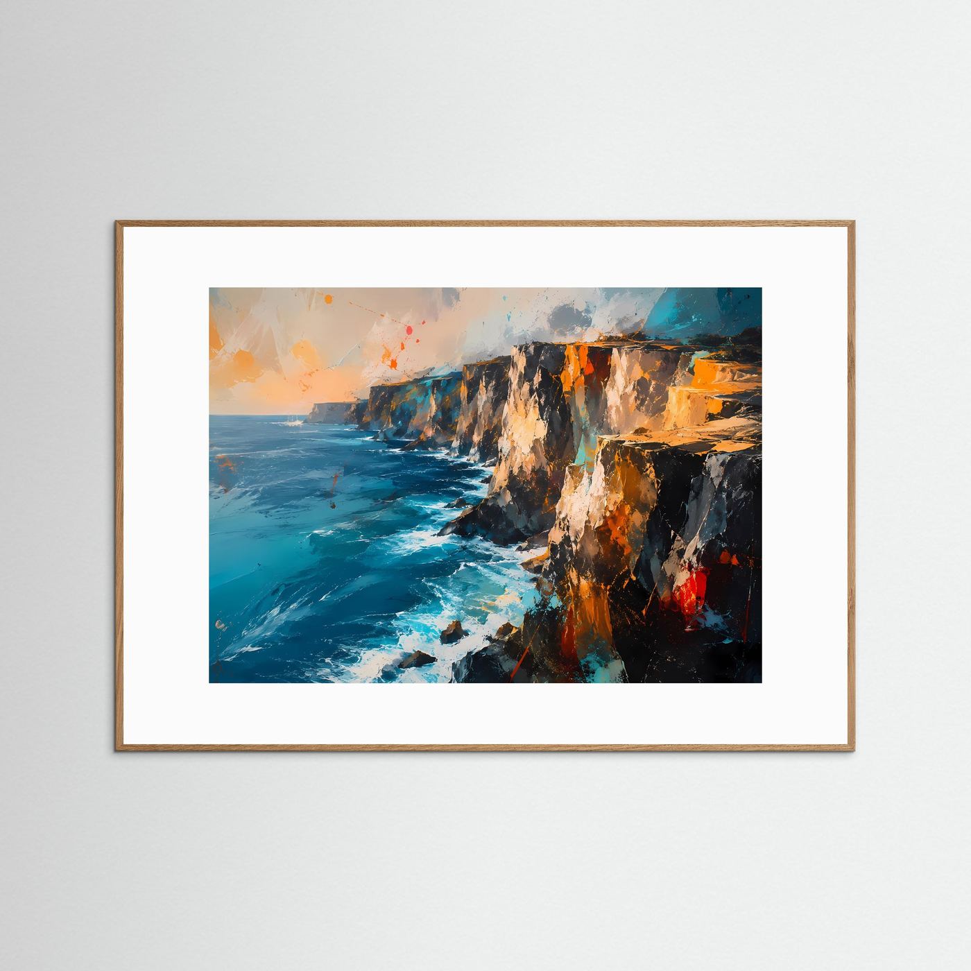 Dramatische Klippen am Ozean | Modernes Küsten & Meereslandschaft Poster im Querformat