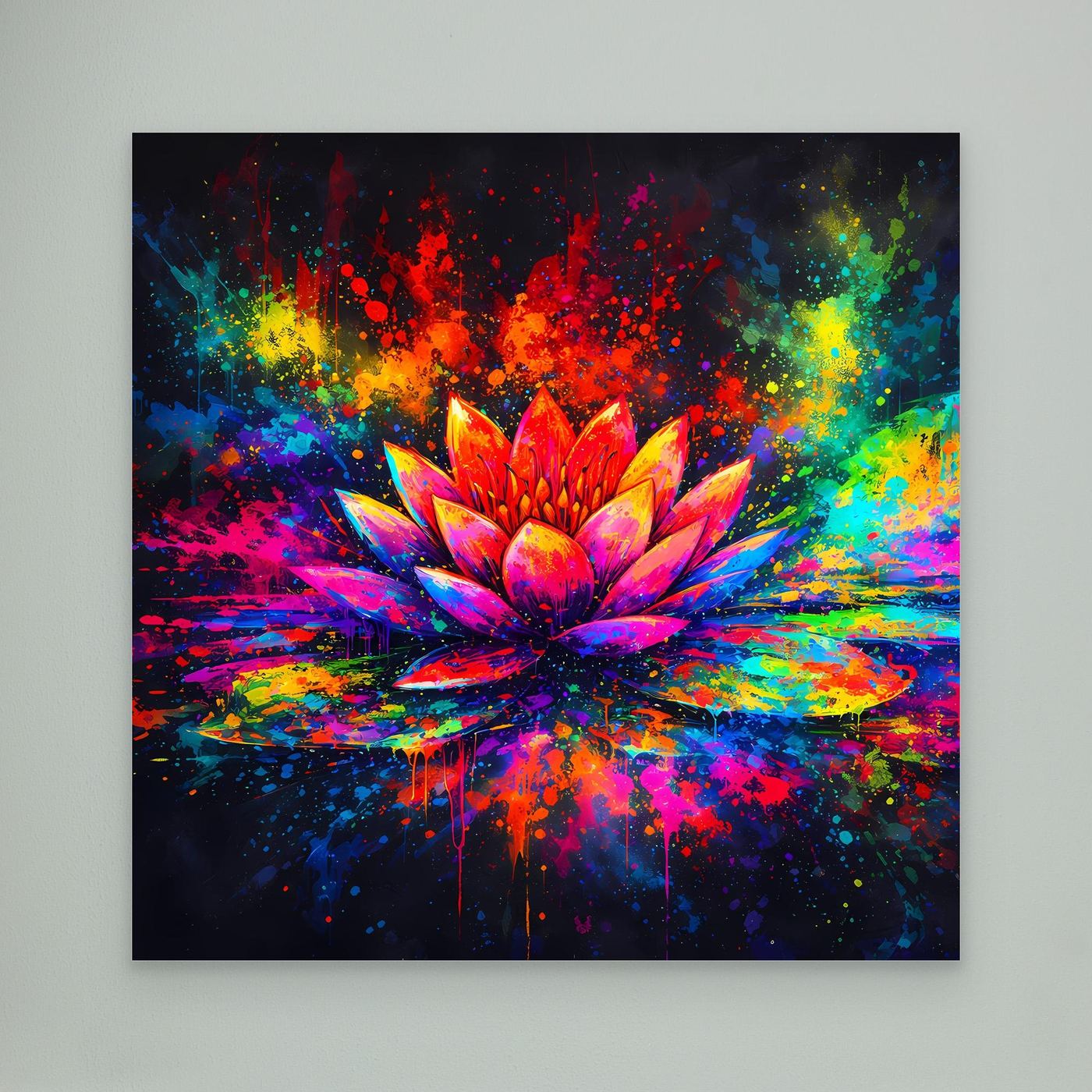 Leinwandbild Farbenfrohe Seerose | Abstraktes Lotus Wandbild auf Keilrahmen