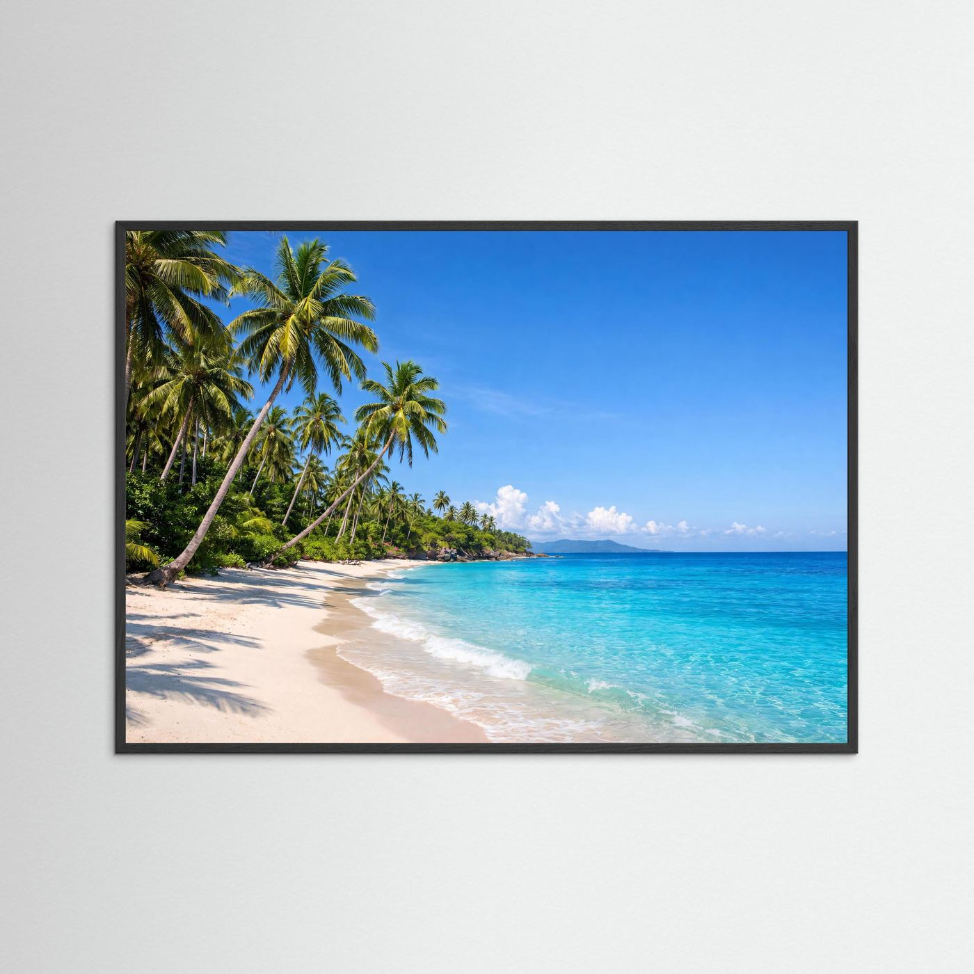 Tropischer Palmenstrand im Sonnenschein | Panorama Meer & Küste Poster Querformat
