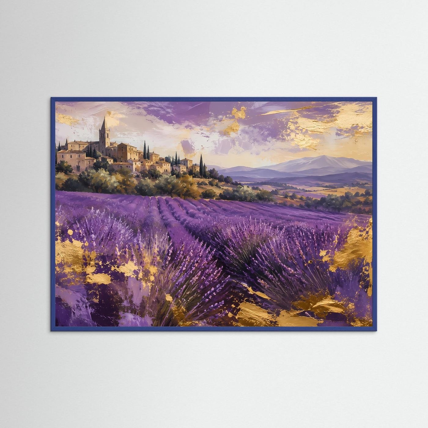 Lavendelfeld in der Provence mit Goldakzenten | Mediterrane Landschaftskunst in Violett