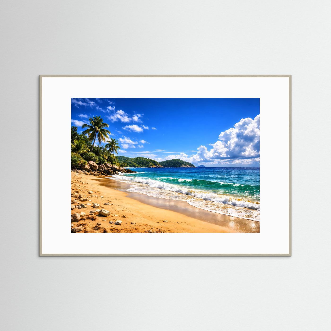 Tropischer Traumstrand am Meer | Palmen & Ozean Poster Querformat