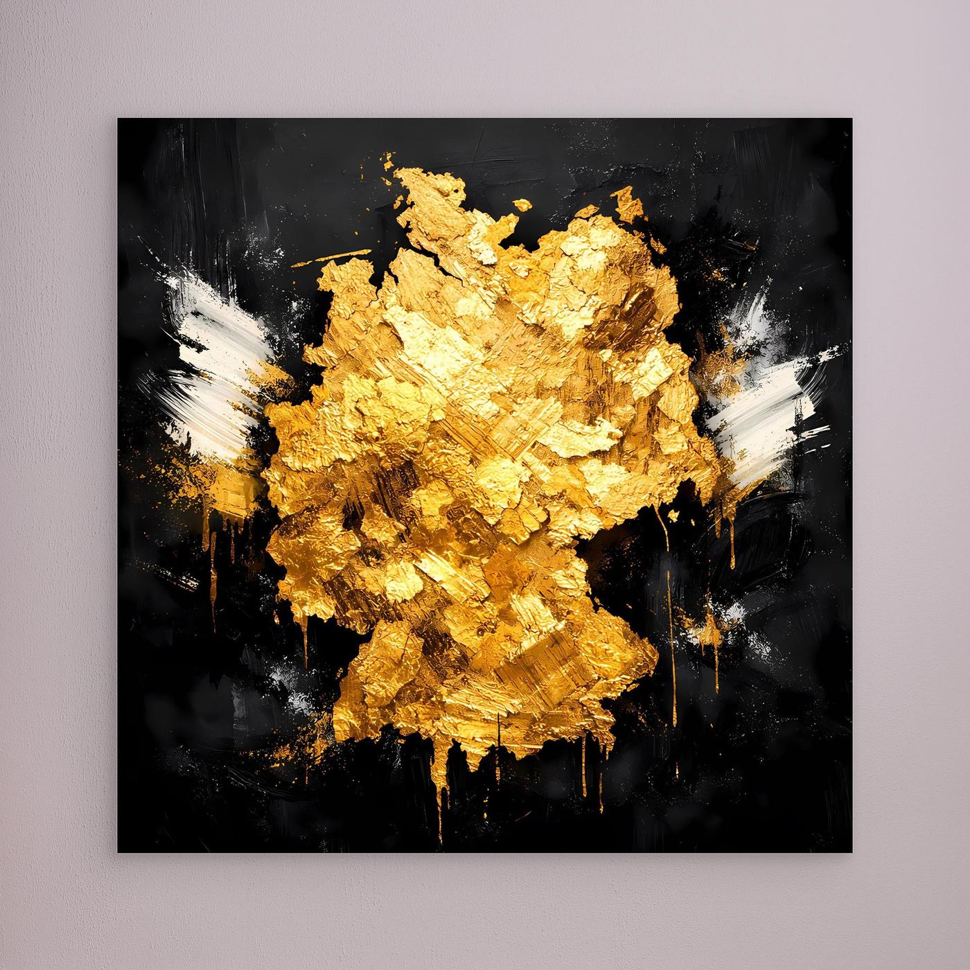 Leinwand Elegante Deutschlandkarte in Gold & Schwarz | Modernes Abstraktes Wandbild
