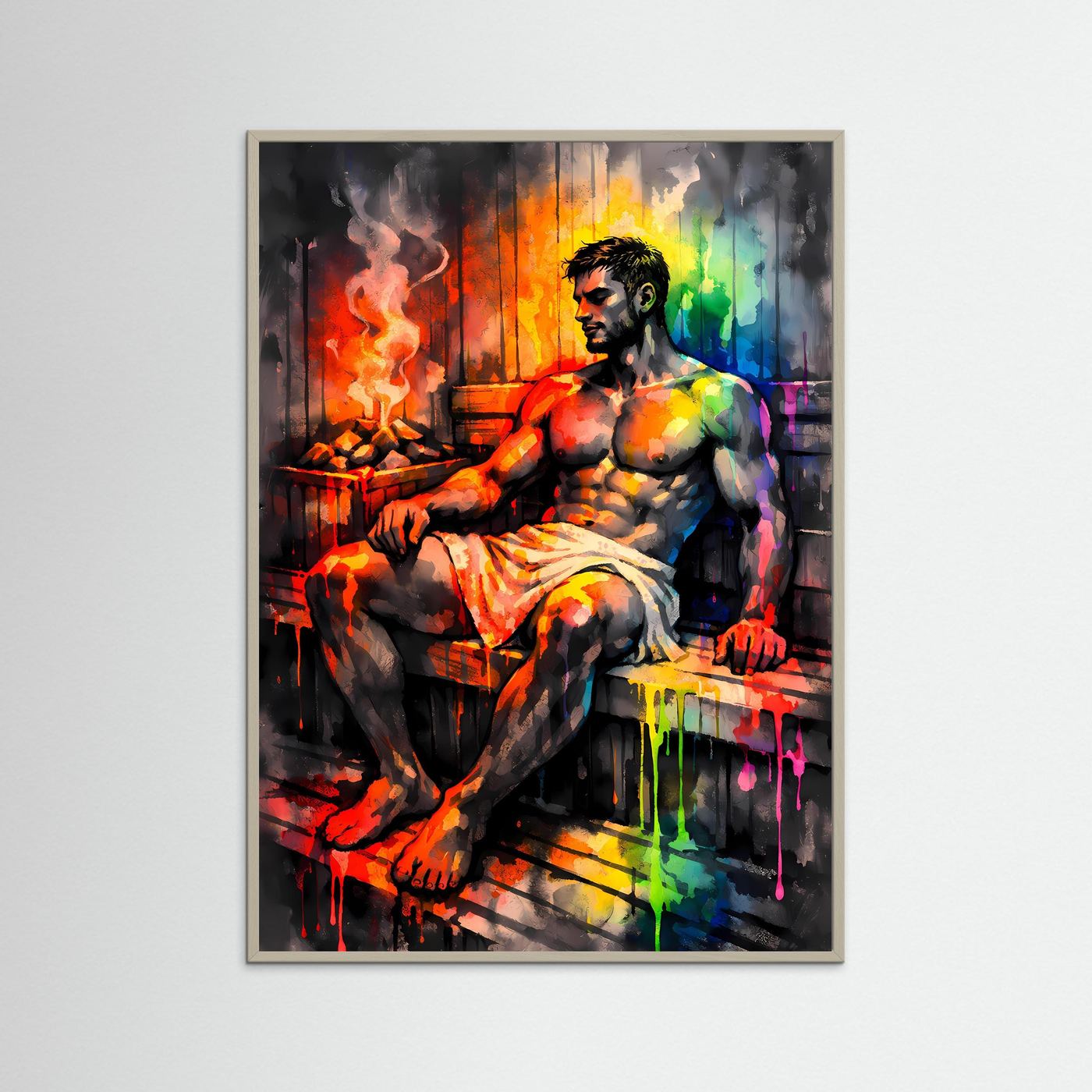 Oase der Entspannung | Abstraktes Sauna & Wellness Poster in lebendigen Farben | Modernes Kunstposter Hochformat