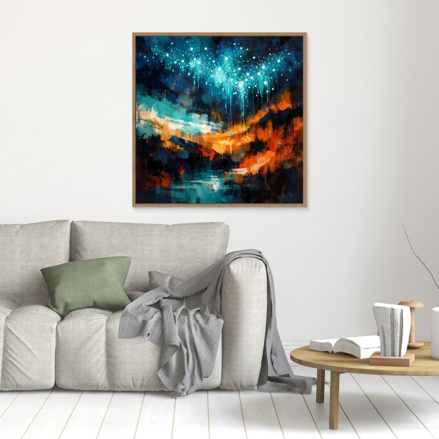 Leinwand Magische Glühwürmchen-Höhle | Abstraktes Natur Fantasy Wandbild