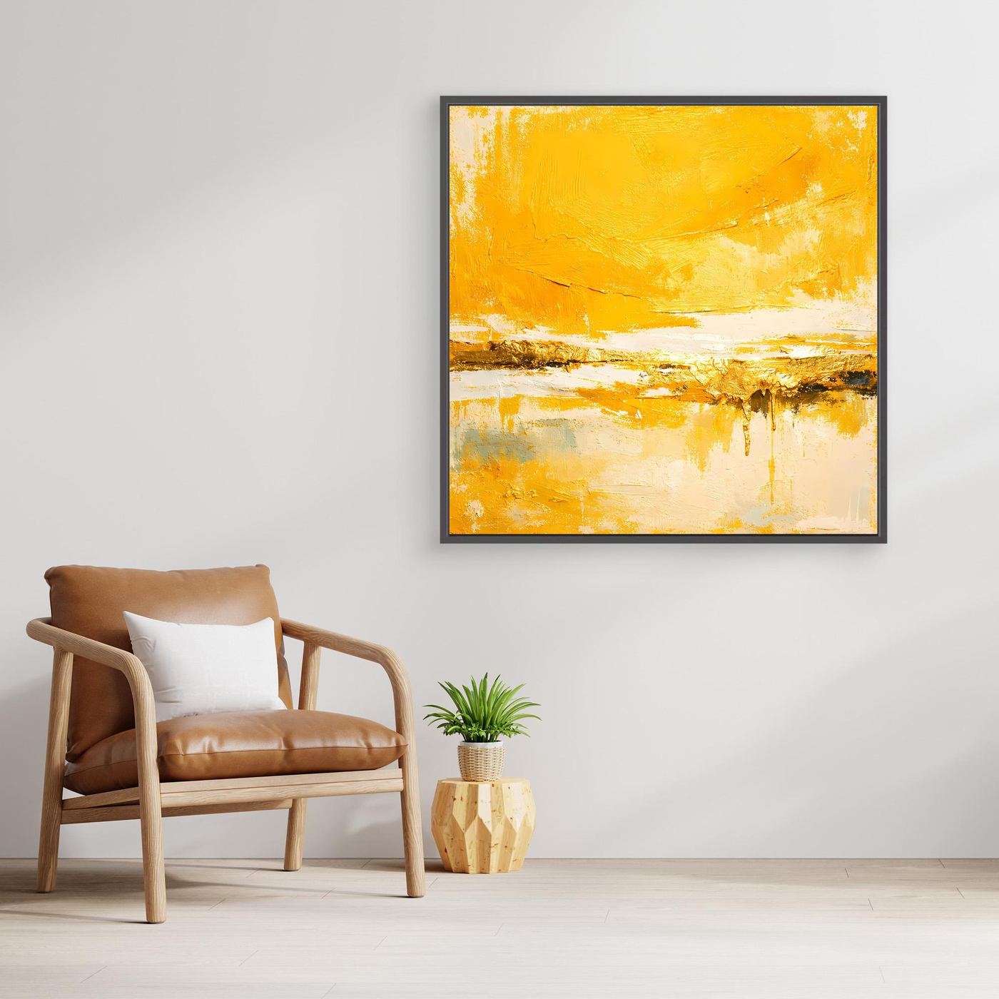 Leinwand Abstraktes Gemälde in Sonnengelb und Gold | Modernes Abstraktes Wandbild