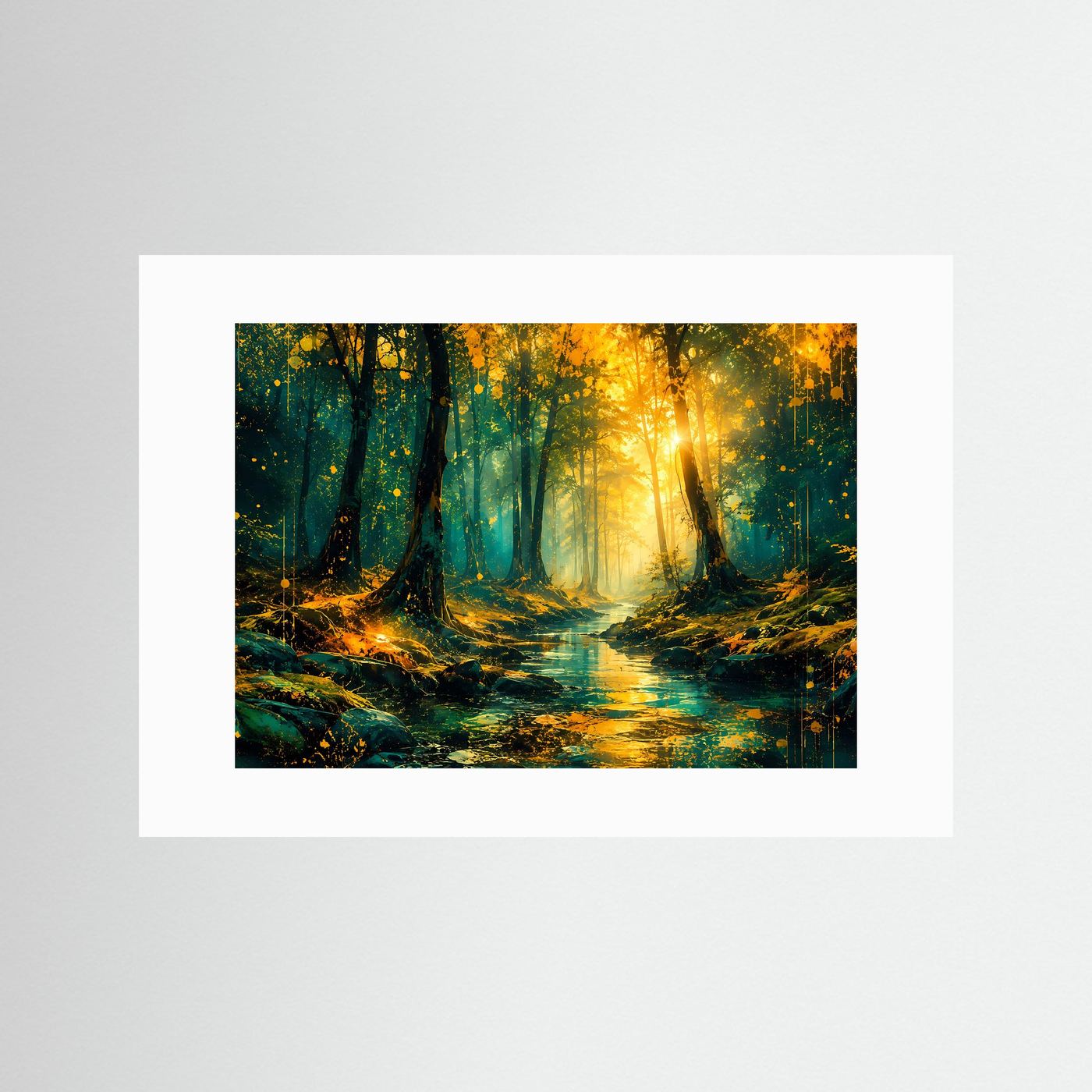 Magischer Wald Poster | Sonnenstrahlen im Wald | Waldlandschaft Wandbild | Mystische Naturkunst | Fine Art Print