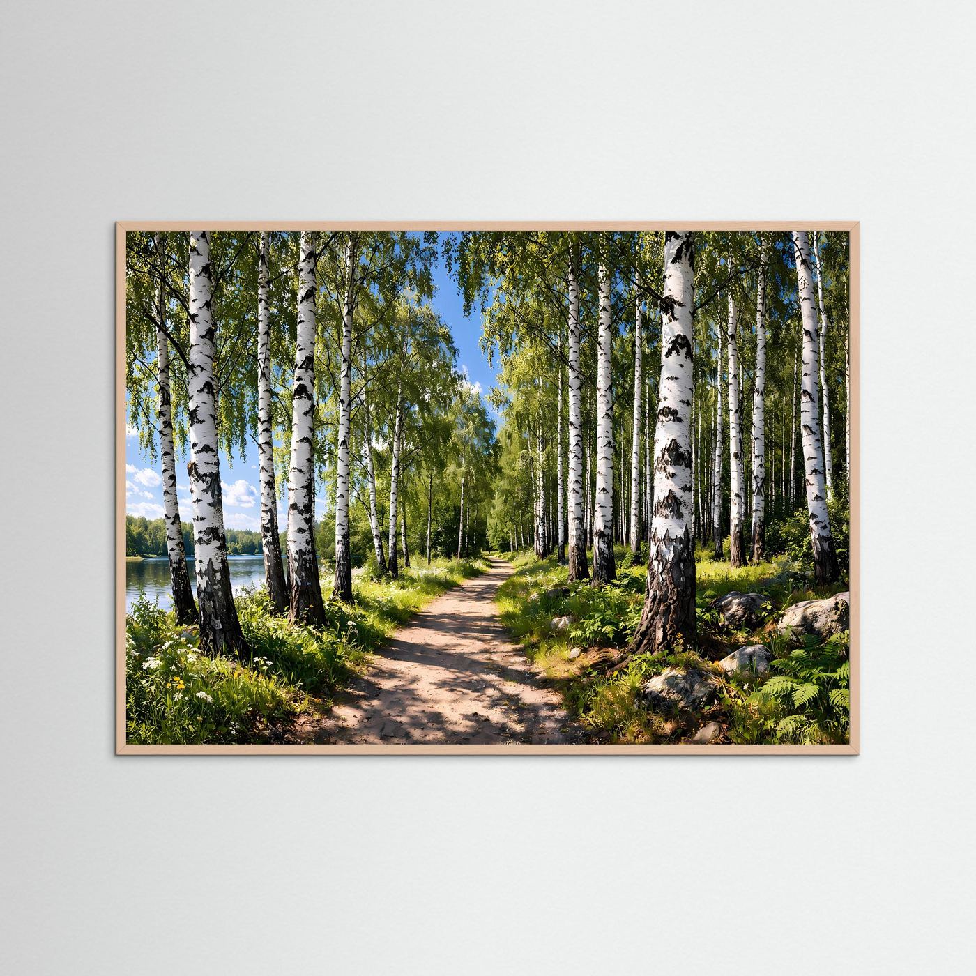 Lichter Birkenwald am Seeufer | Natur & Weg Poster Querformat