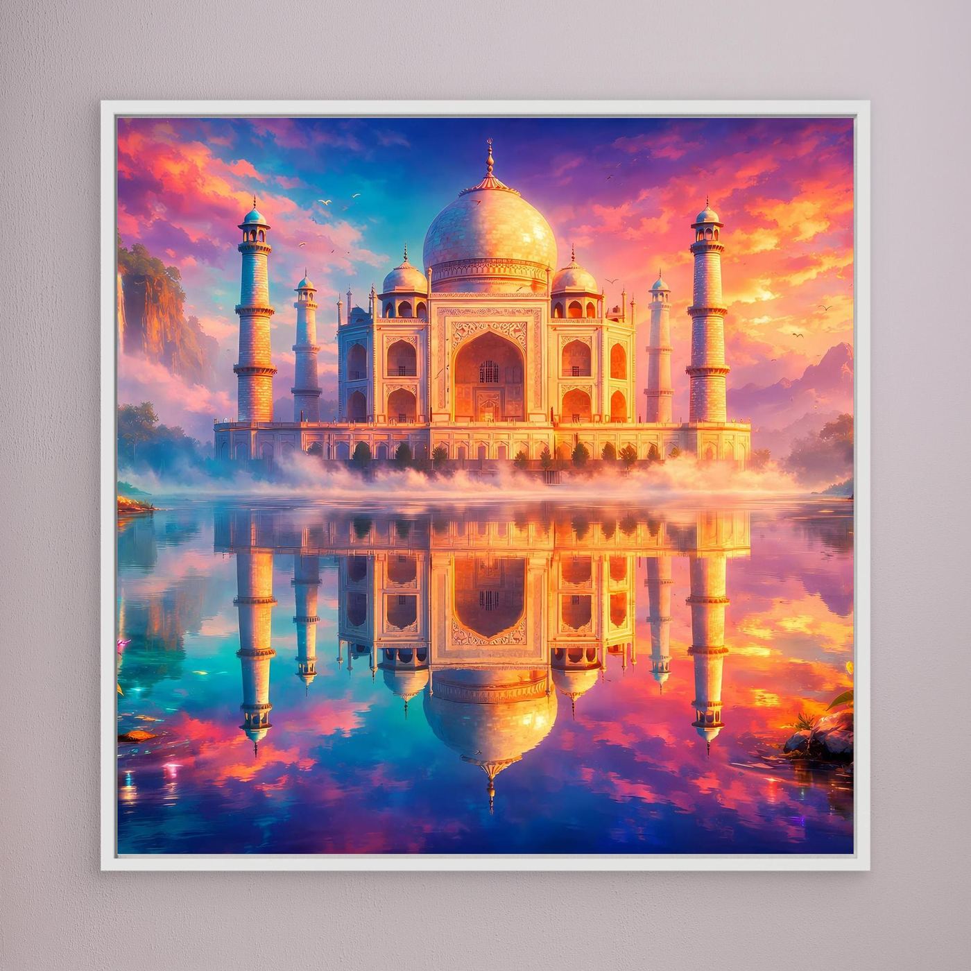 Leinwandbild Magisches Taj Mahal | Orientalisches Palast Wandbild auf echtem Holzkeilrahmen