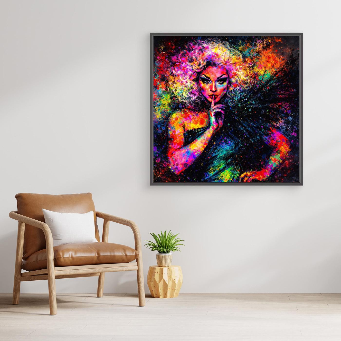 Leinwandbild Drag Queen Pop-Art | Bunte Farbexplosion Wandbild auf Keilrahmen