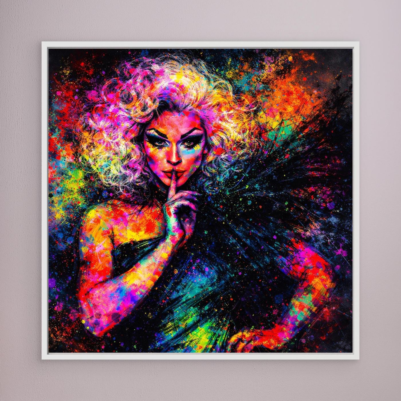 Leinwandbild Drag Queen Pop-Art | Bunte Farbexplosion Wandbild auf Keilrahmen