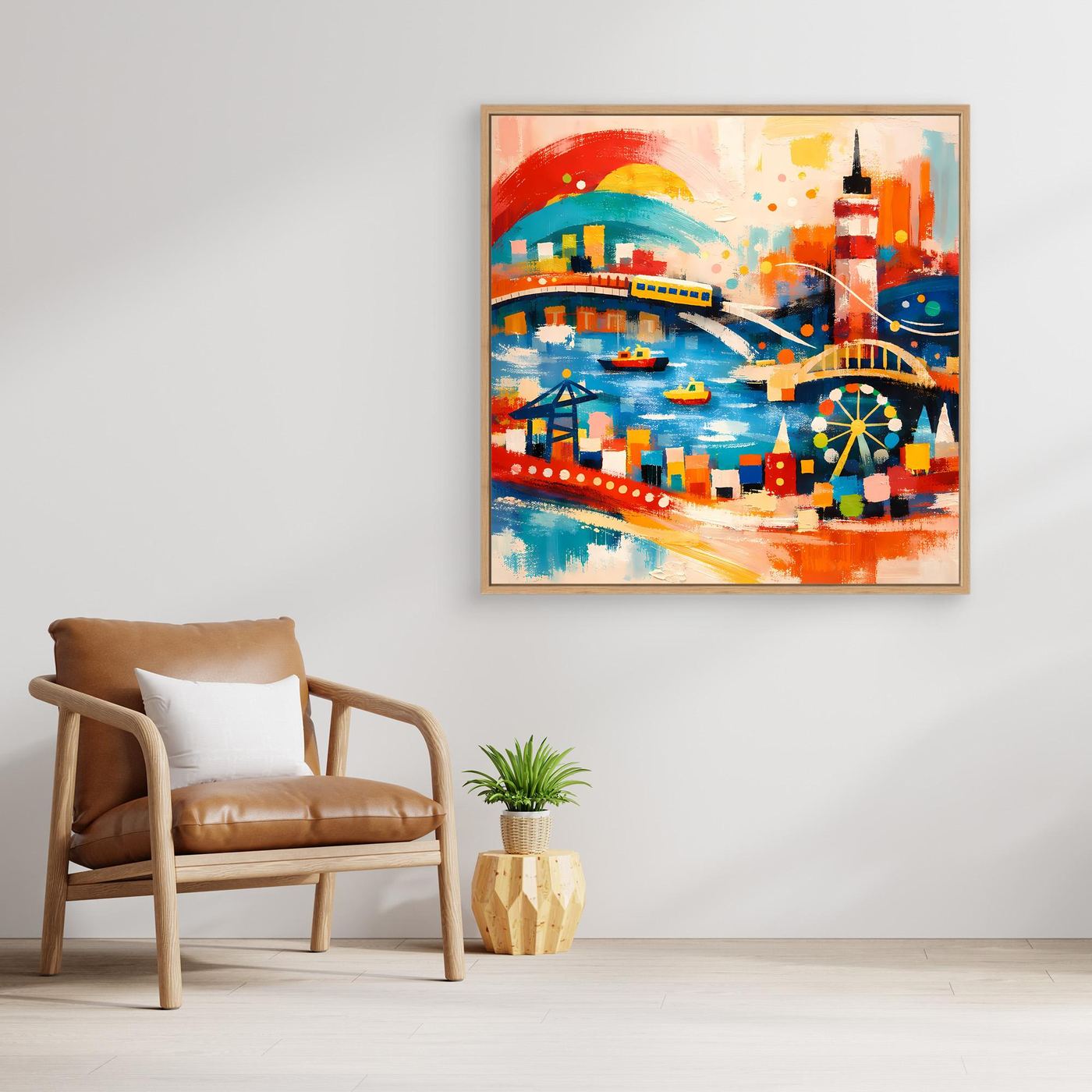 Leinwand Abstraktes Hamburg Hafen Wandbild | Buntes Maritimes Kunstwerk
