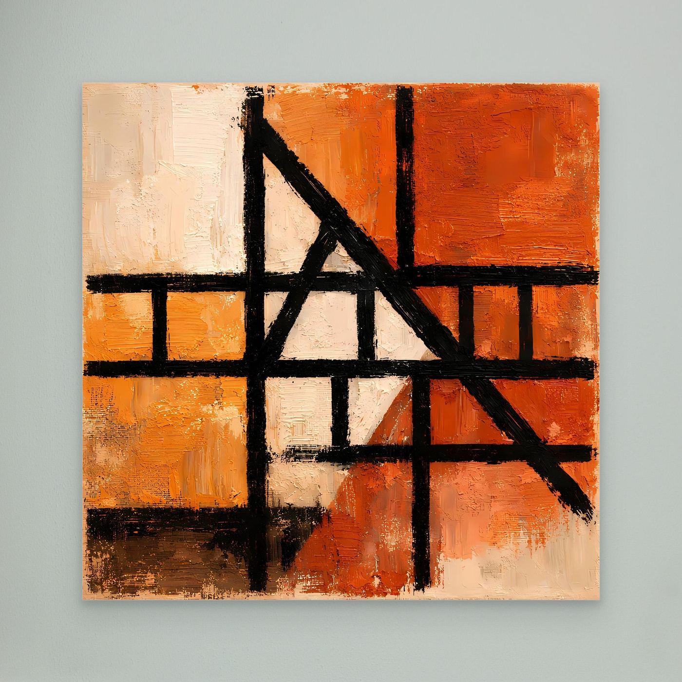Leinwand Geometrische Linien auf Terrakotta | Abstraktes Modernes Wandbild