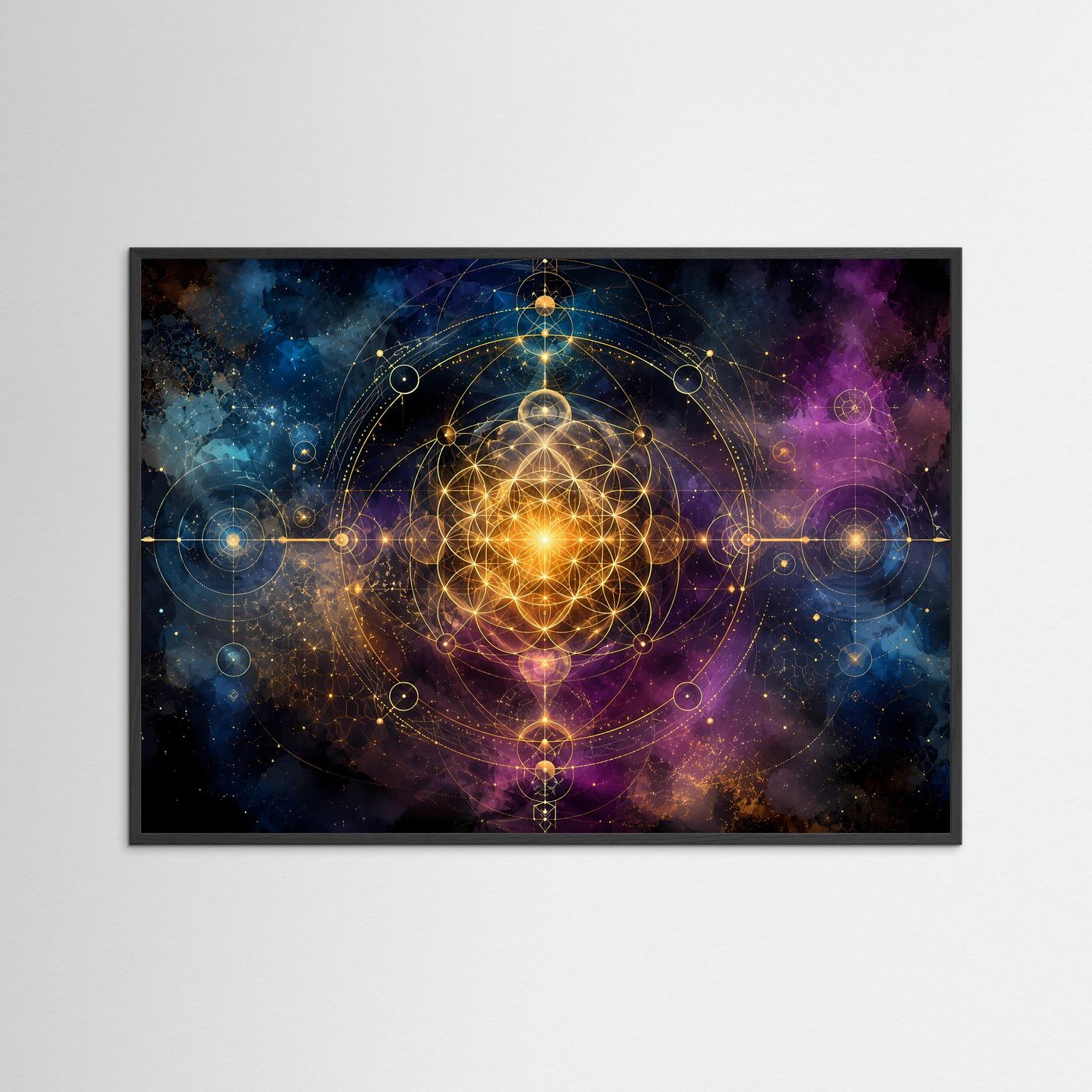 Heilige Geometrie im Kosmos | Spirituelles Universum & Astrologie Poster im Querformat