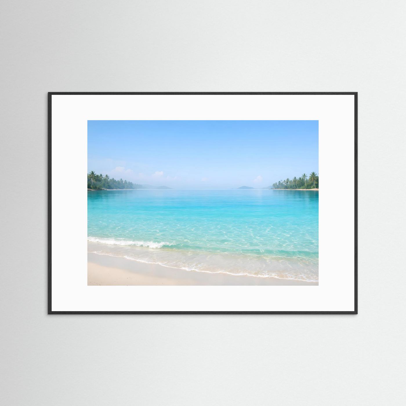 Traumhafte Tropenbucht mit Palmen | Panorama Strand & Meer Poster Querformat