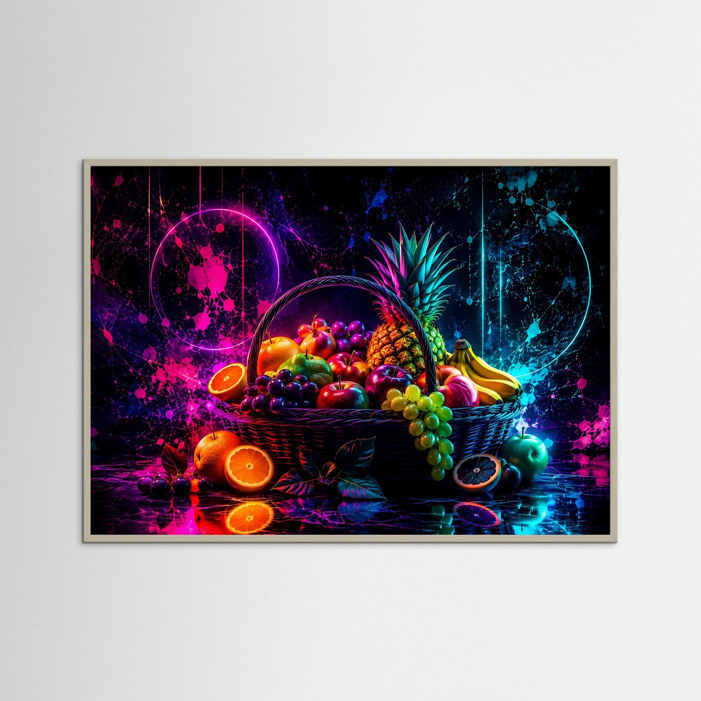 Neon Obstkorb in leuchtenden Farben | Moderne Pop Art mit Früchten