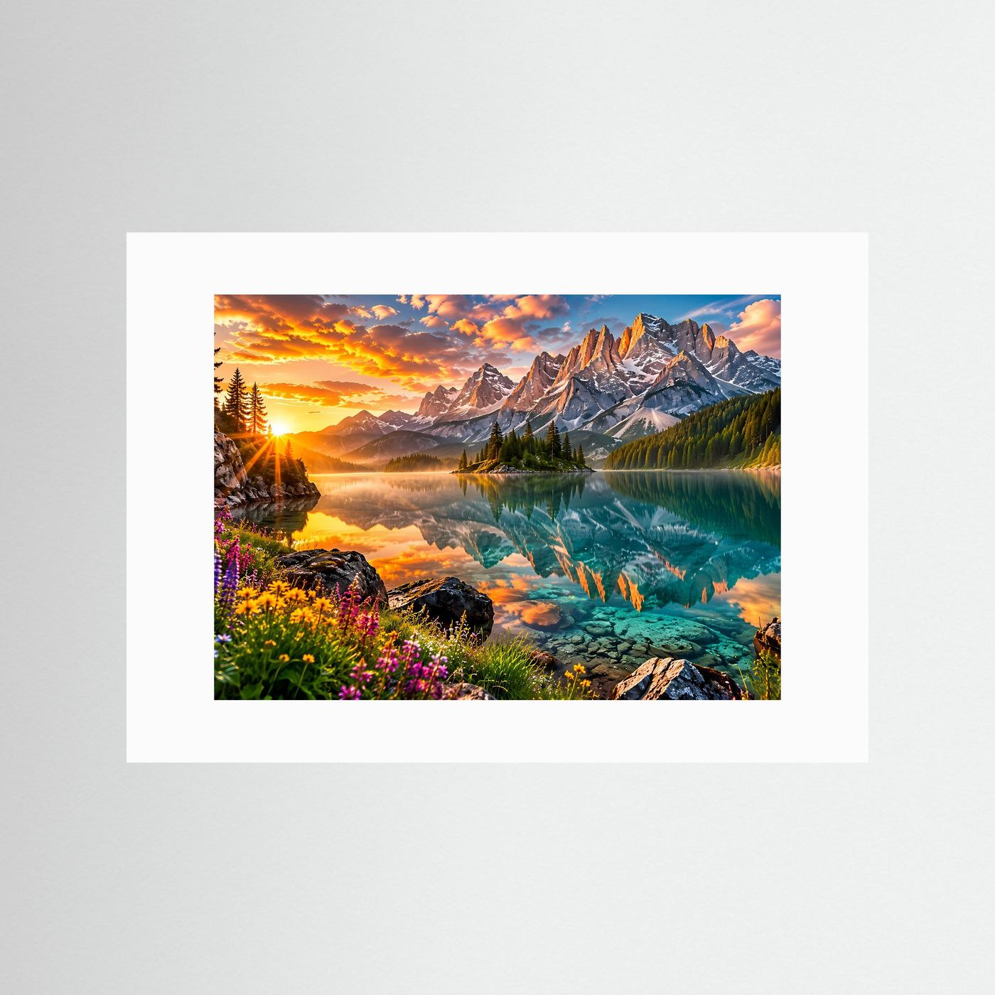 Majestätische Alpen im Spiegelsee | Panorama Berg & Natur Poster Querformat
