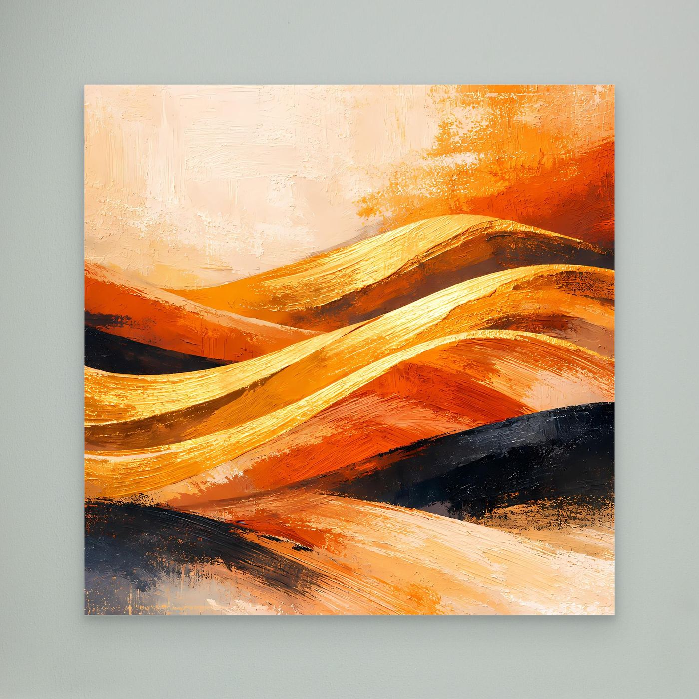 Leinwand Goldene Wüstendünen | Abstraktes Modern Art Landschafts Wandbild