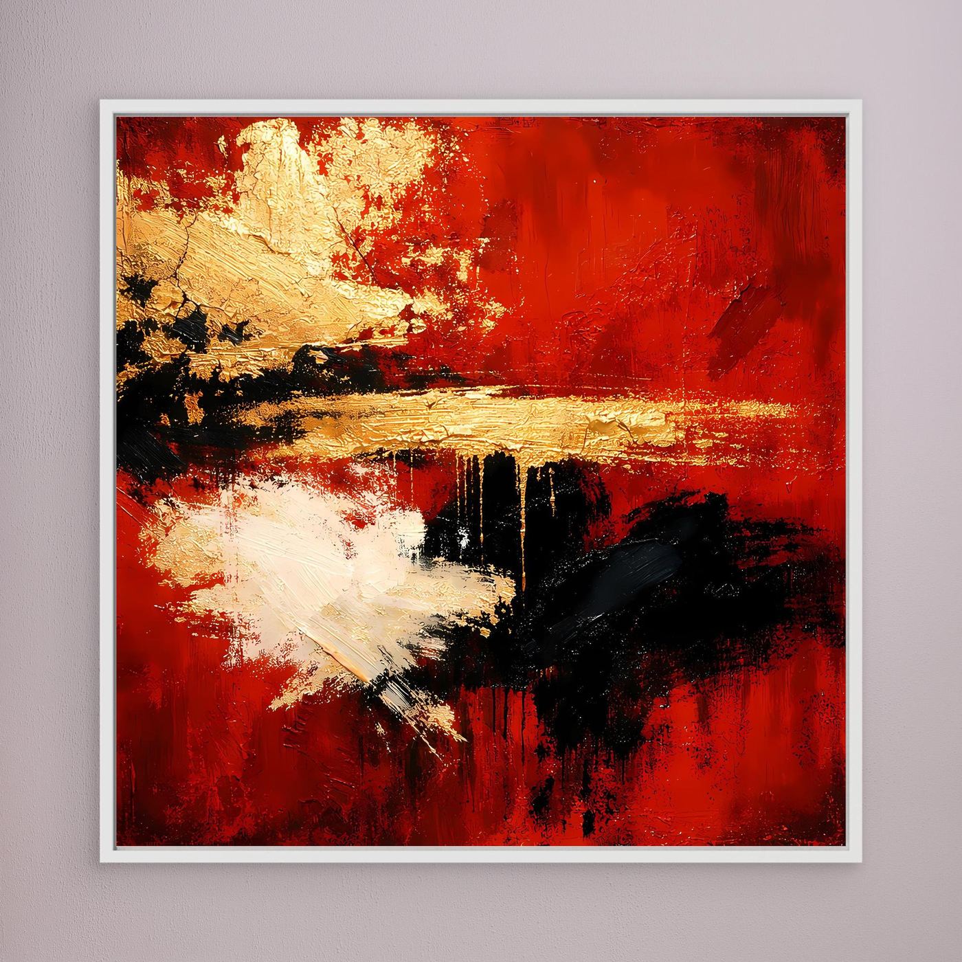 Leinwand Abstraktes Farbspiel in Rot und Gold | Modernes Progressives Wandbild