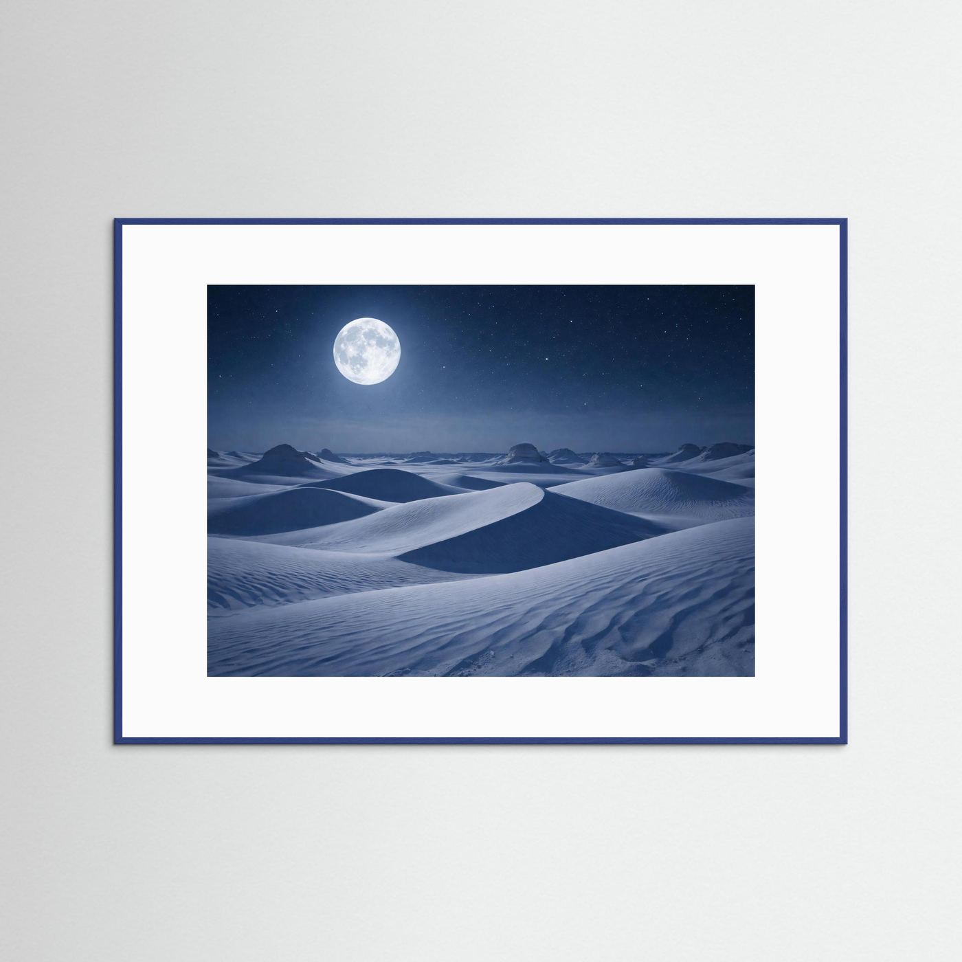 Vollmond über der Wüste | Nachtlandschaft & Sterne Poster Querformat