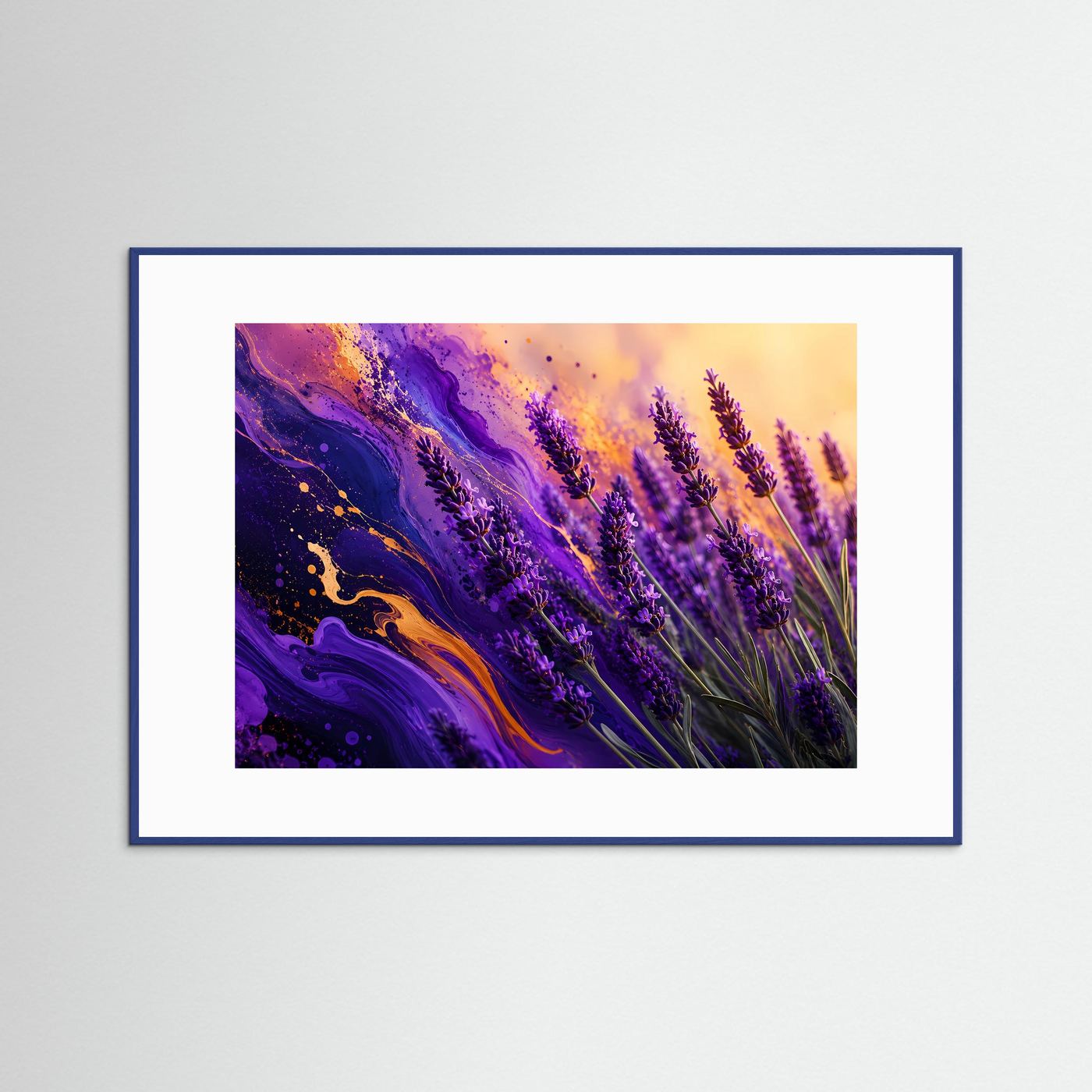 Lavendel in Violett & Gold | Abstrakte Blumen Kunst