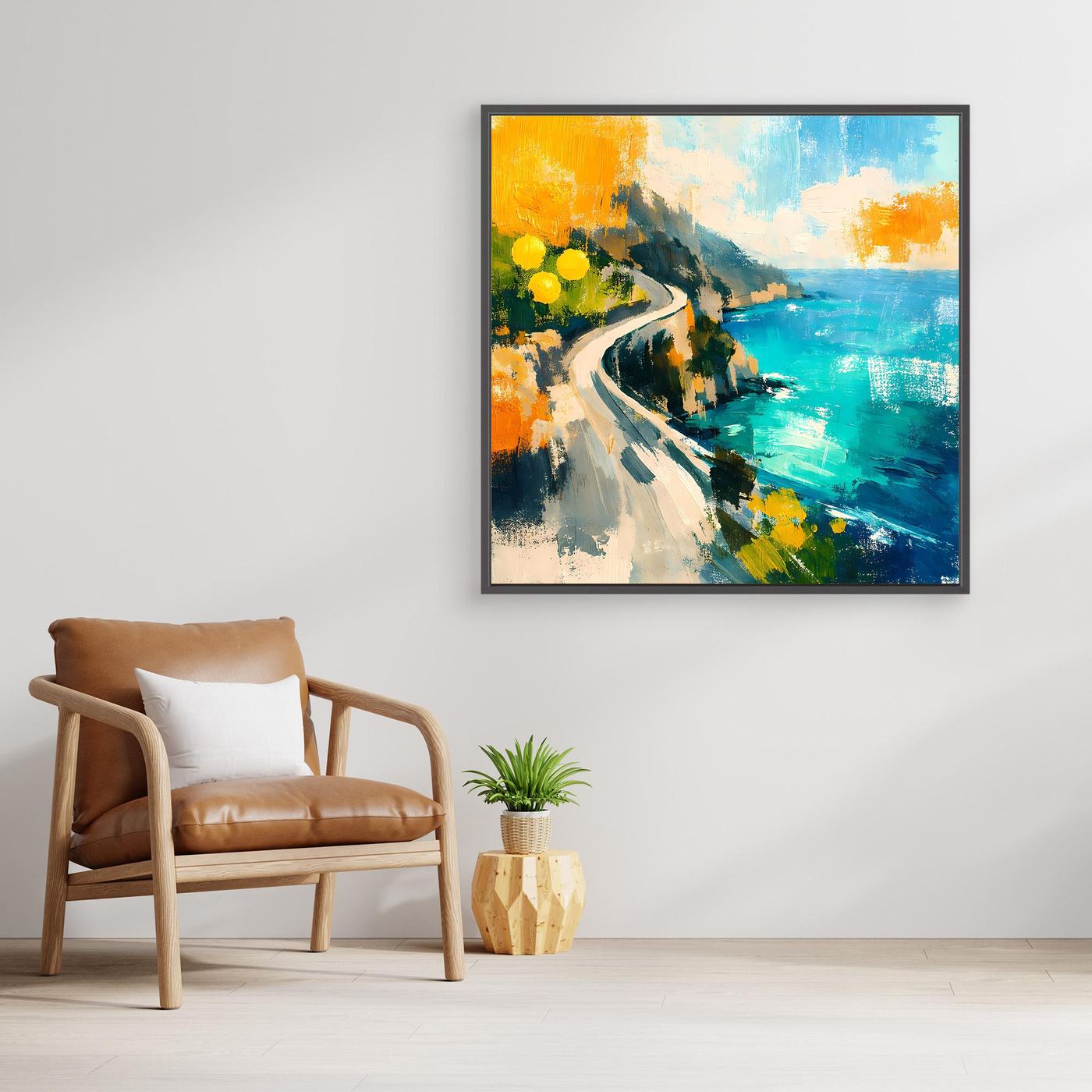 Leinwand Malerische Küstenstraße am Meer | Abstraktes Amalfi Wandbild
