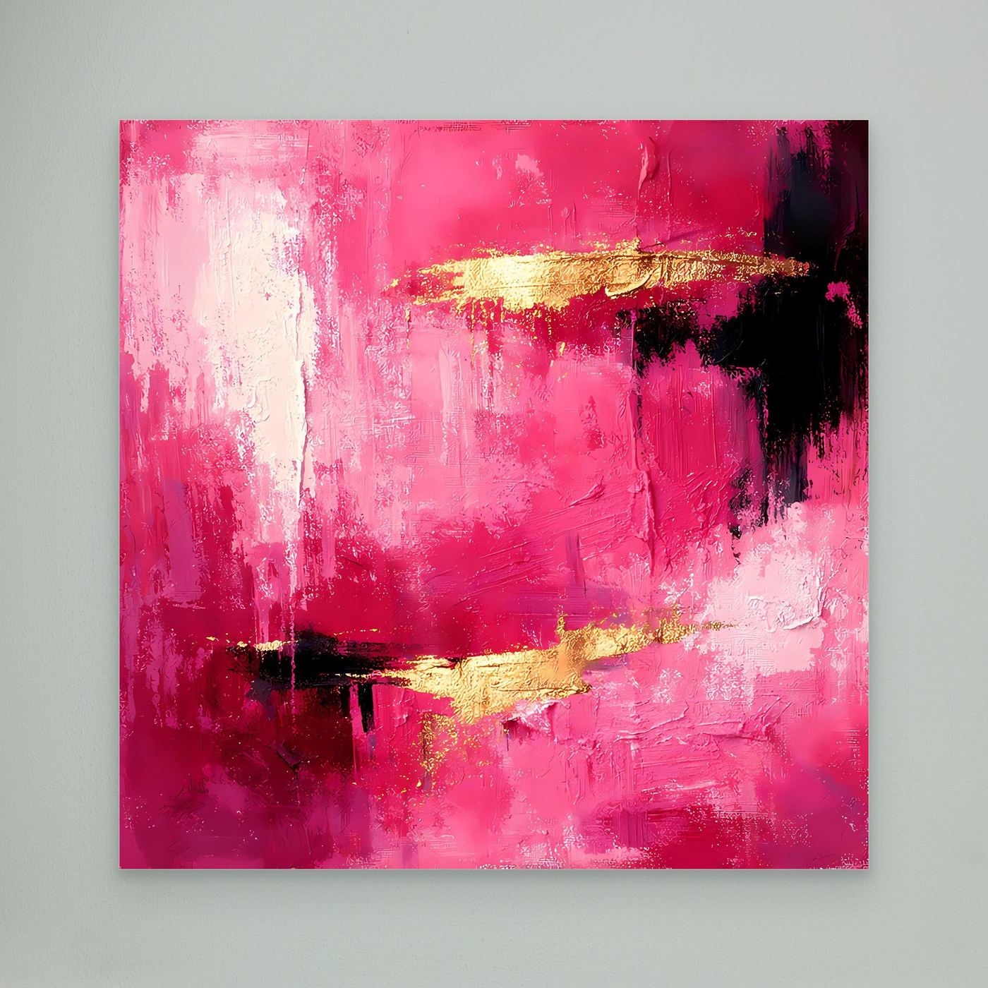 Leinwand Abstraktes Gemälde in Rosa und Gold | Modernes Elegantes Wandbild