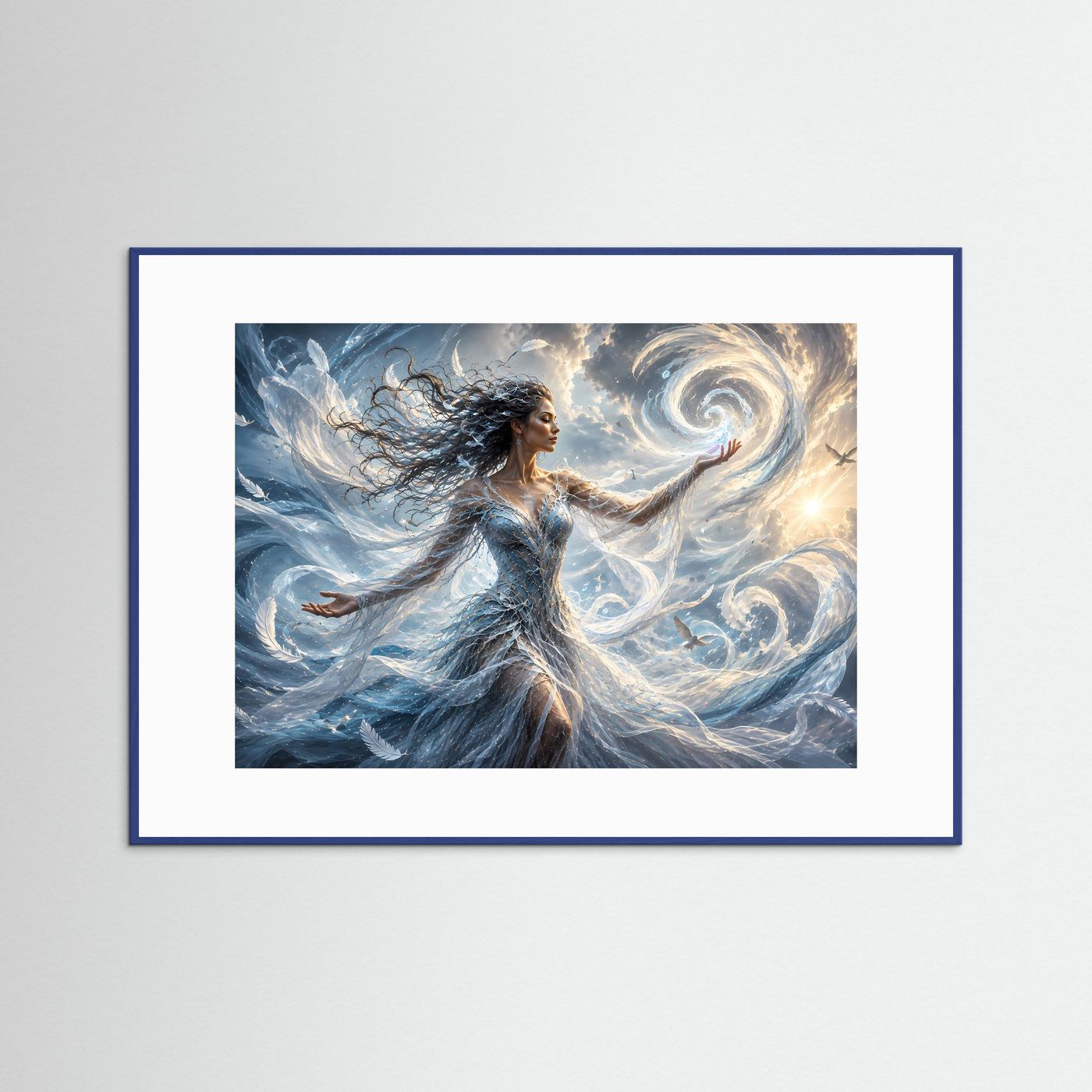 Element Luft Poster | Himmlische Göttin Wandbild | Fantasy Fine Art | Magische Windkunst | Elegante Moderne Leinwand