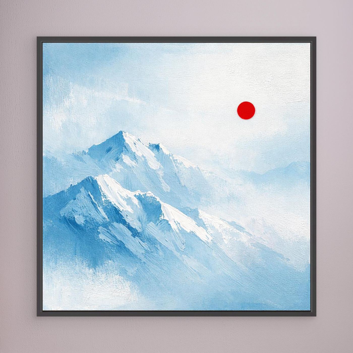 Leinwand Abstraktes Zugspitze Berg Wandbild | Alpin Minimalistisch Blau Weiß