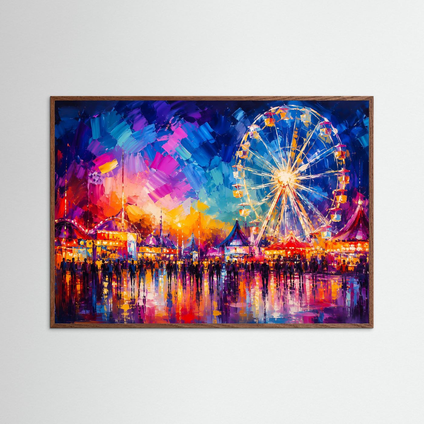 Riesenrad Poster | Abstrakte Kirmes Wandkunst | Bunter Jahrmarkt | Moderne Pop Art | Festival Leinwandbild