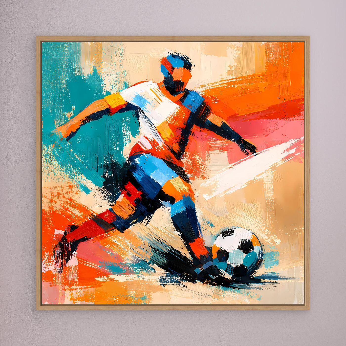 Leinwand Dynamischer Fußballspieler in Aktion | Abstraktes Sport & Fußball Wandbild