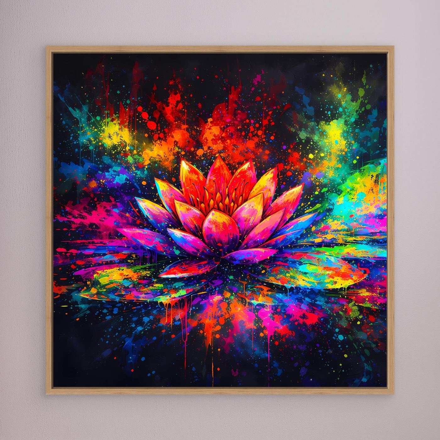 Leinwandbild Farbenfrohe Seerose | Abstraktes Lotus Wandbild auf Keilrahmen