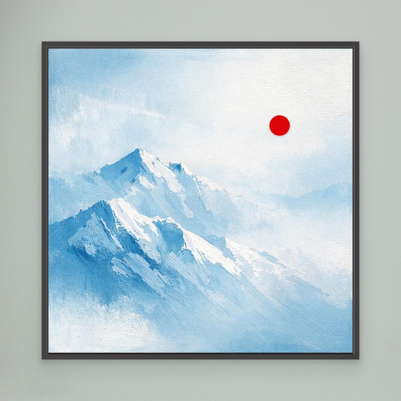 Leinwand Abstraktes Zugspitze Berg Wandbild | Alpin Minimalistisch Blau Weiß