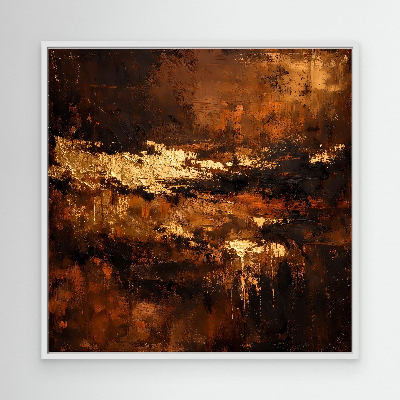 Leinwand Abstraktes Ölgemälde in Gold und Bronze | Modernes Luxus Wandbild