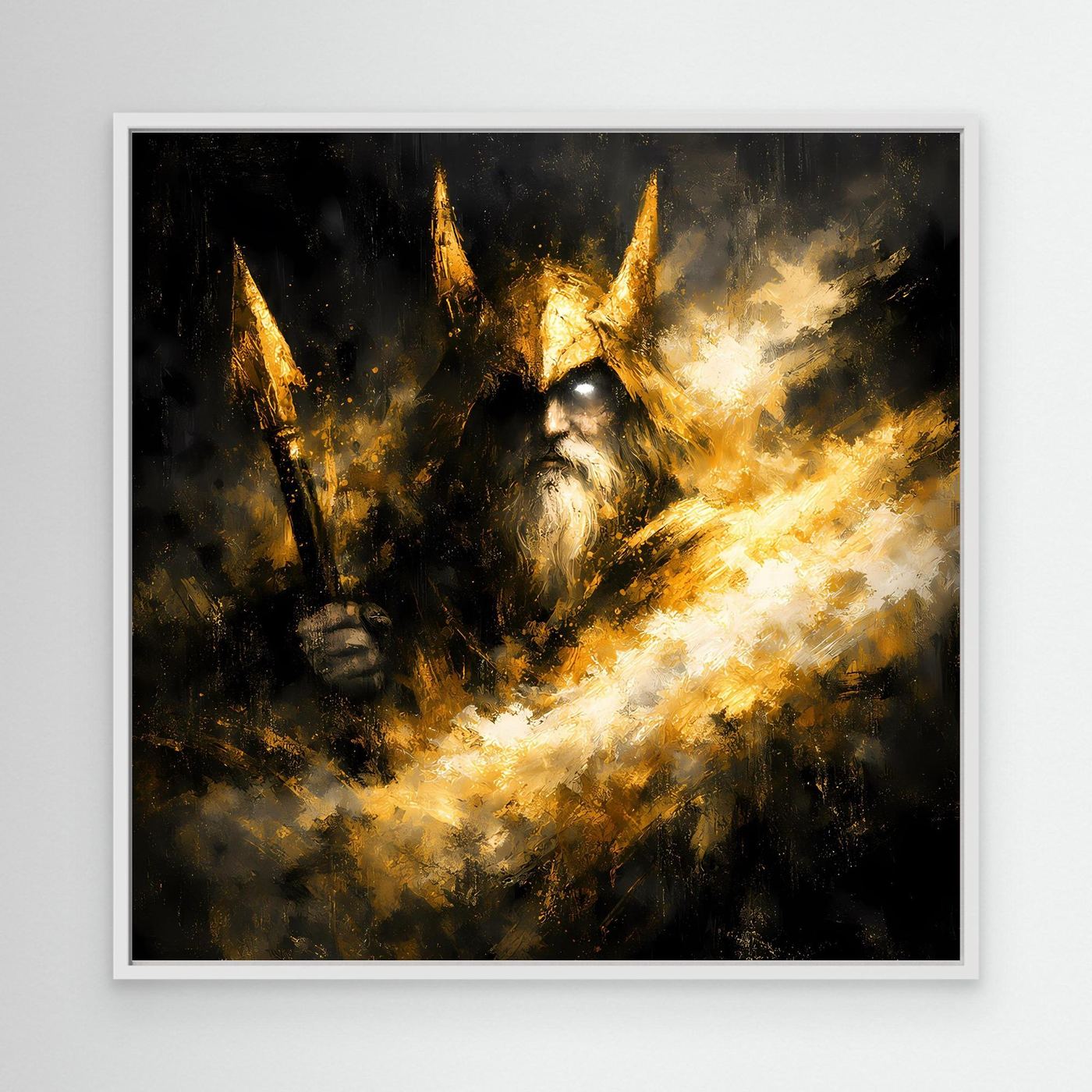 Leinwand Goldener Odin Nordischer Gott | Abstraktes Wikinger Wandbild Modern