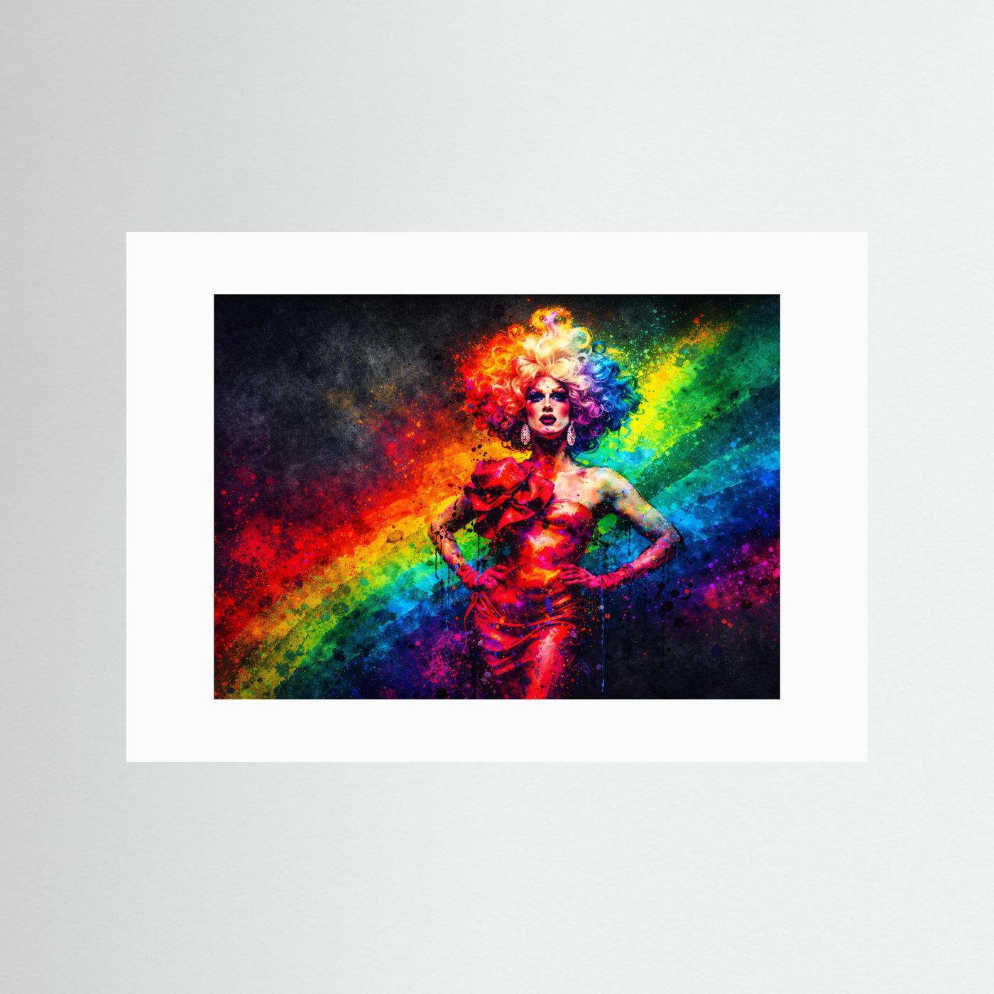 Regenbogen-Gala & Glamour | Moderner Pop Art Print Querformat Wandbild
