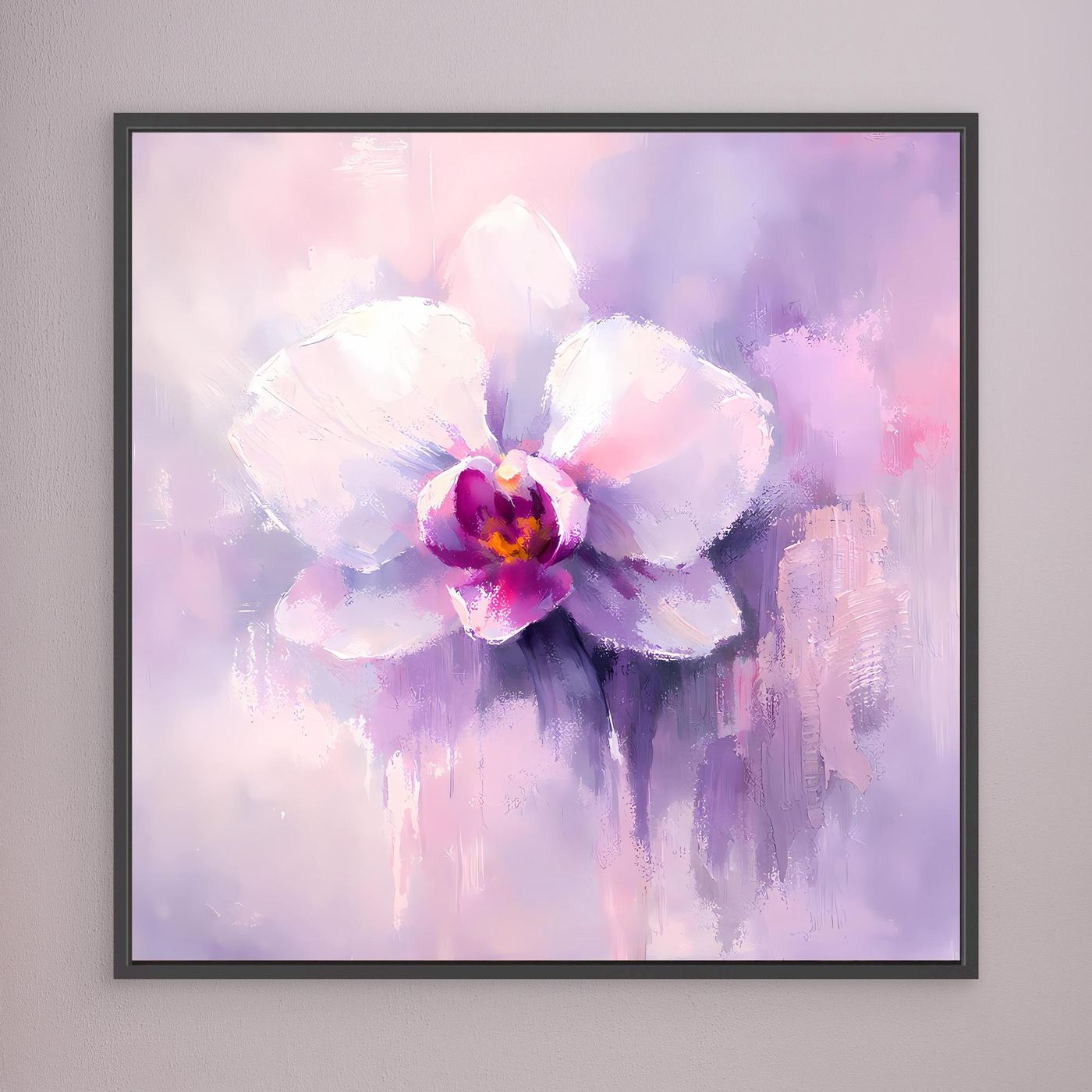 Leinwand Abstraktes Orchideen Blütenbild | Modernes Wandbild Weiß Violett Pink