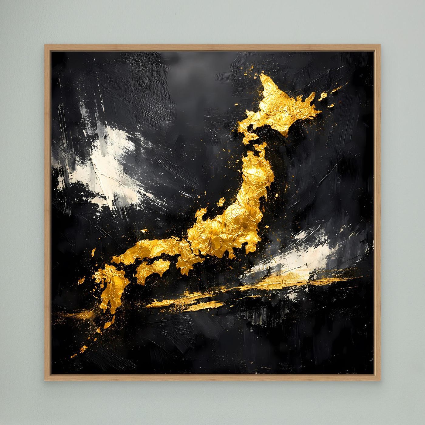 Leinwand Elegante Japan-Karte in Gold & Schwarz | Modernes Abstraktes Wandbild