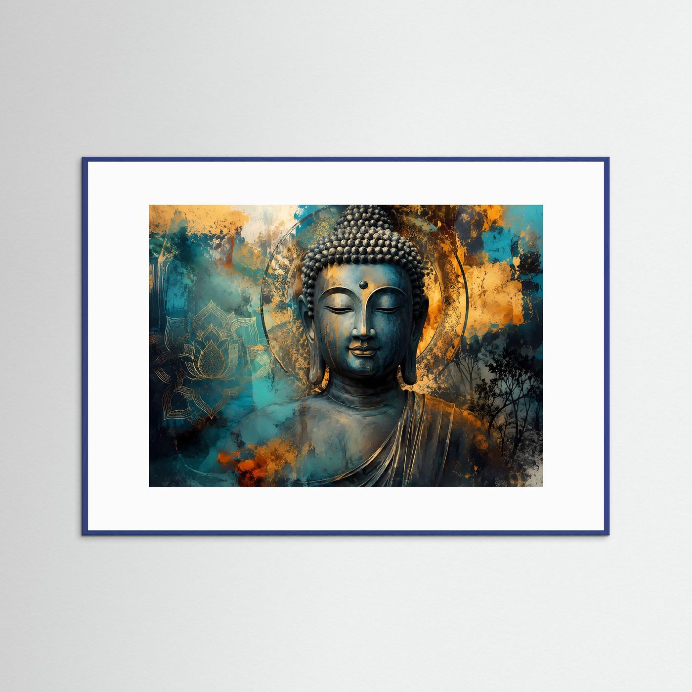 Meditierender Buddha mit Lotusblüte | Spirituelles Zen & Mindfulness Poster im Hochformat