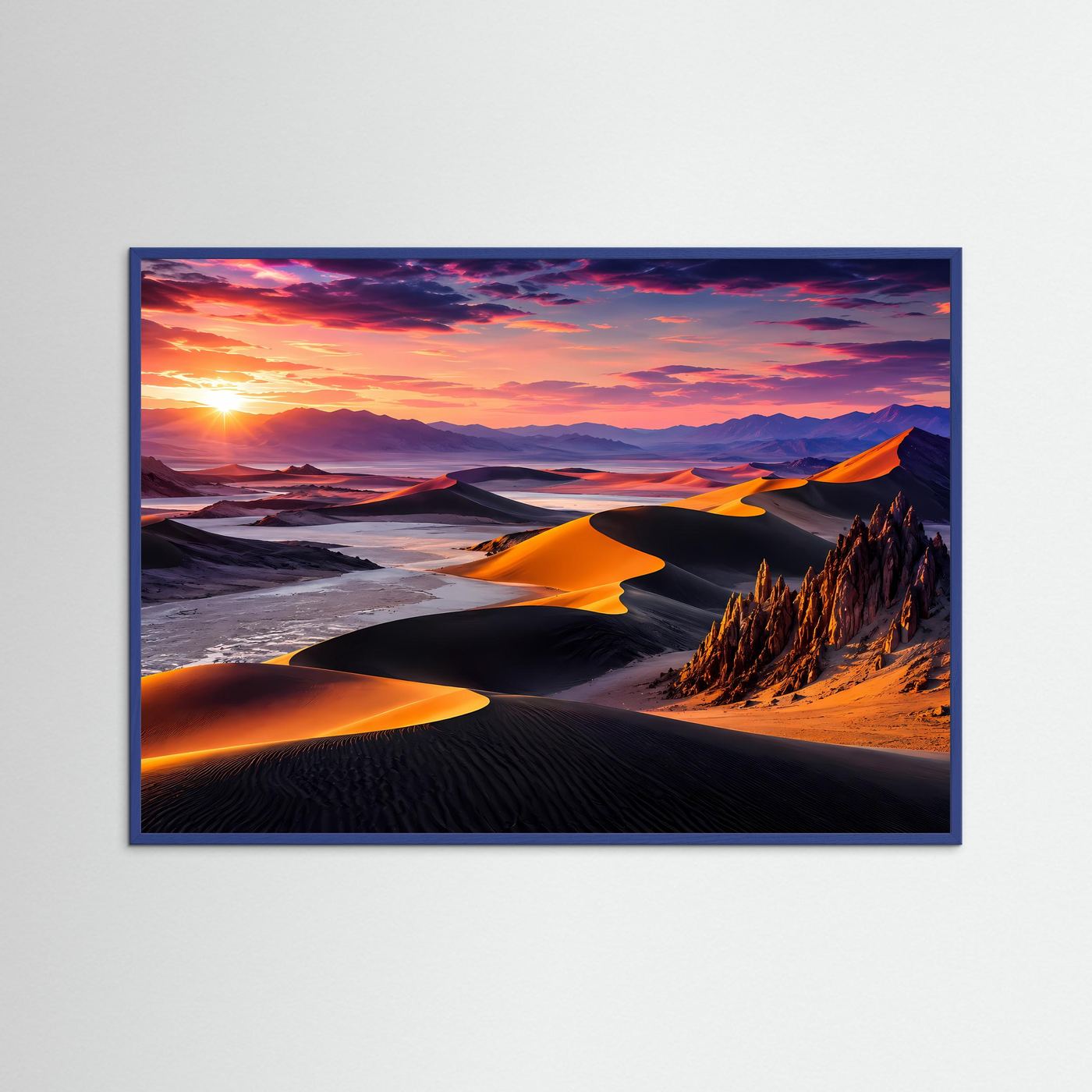Wüstenlandschaft Poster | Goldene Sanddünen bei Sonnenuntergang | Moderne Natur Wandkunst | Panorama Wüste | Fine Art Landschaft | Premium Wandbild