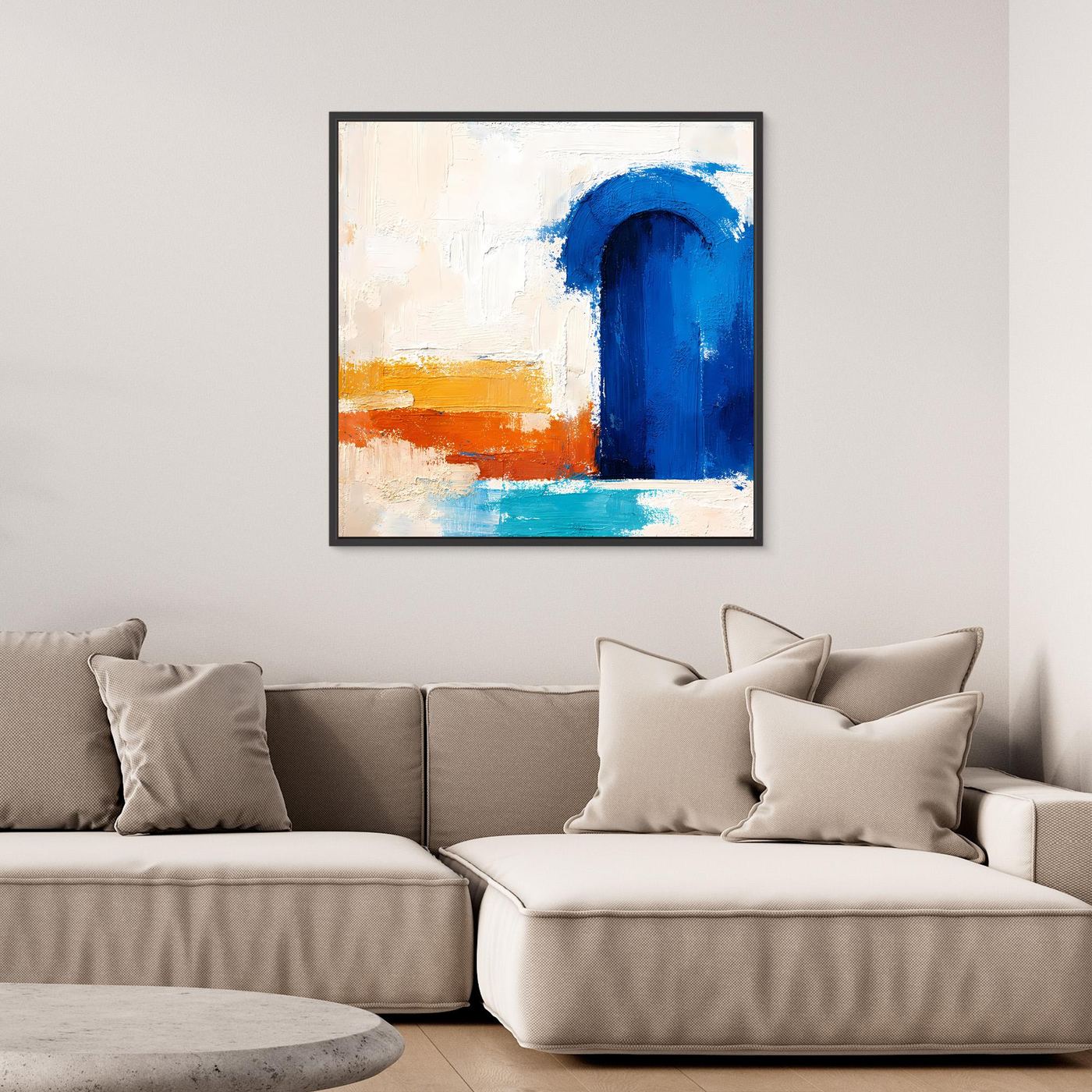 Leinwand Blauer Marokkanischer Torbogen | Abstraktes Orientalisches Wandbild