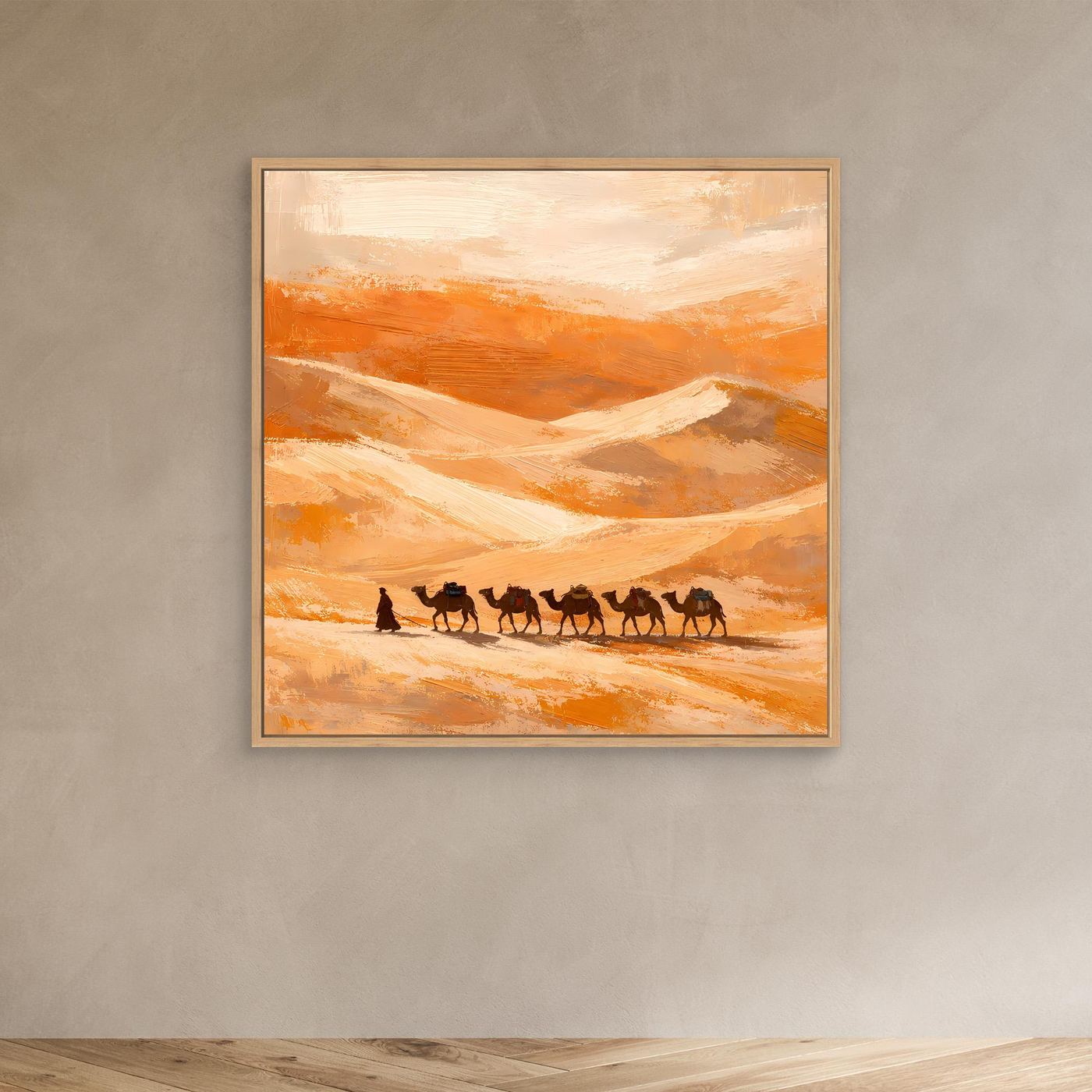 Leinwand Kamelkarawane in der Wüste | Abstraktes Orient Wandbild