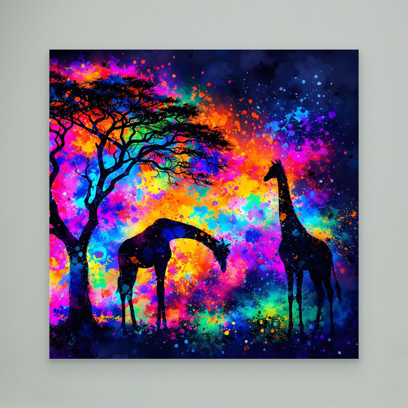 Leinwandbild Magische Afrikanische Savanne | Abstraktes Giraffen Wandbild auf Keilrahmen