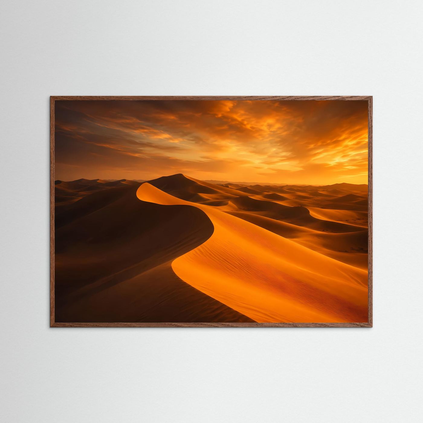 Feurige Wüstenlandschaft im Abendlicht | Panorama Wüste & Dünen Poster Querformat
