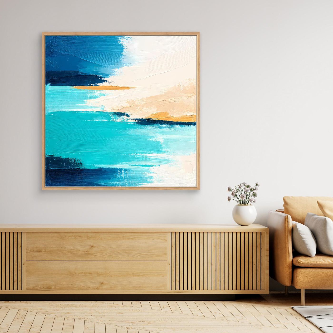 Leinwand Abstrakte Meeresbrise in Türkis und Beige | Modernes Acryl Wandbild