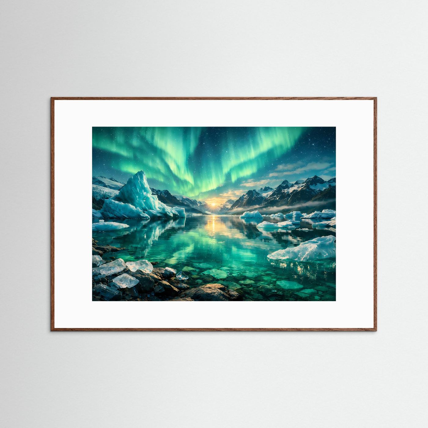 Magische Polarlichter über der Gletscherlandschaft | Natur & Nordlicht-Wandbild