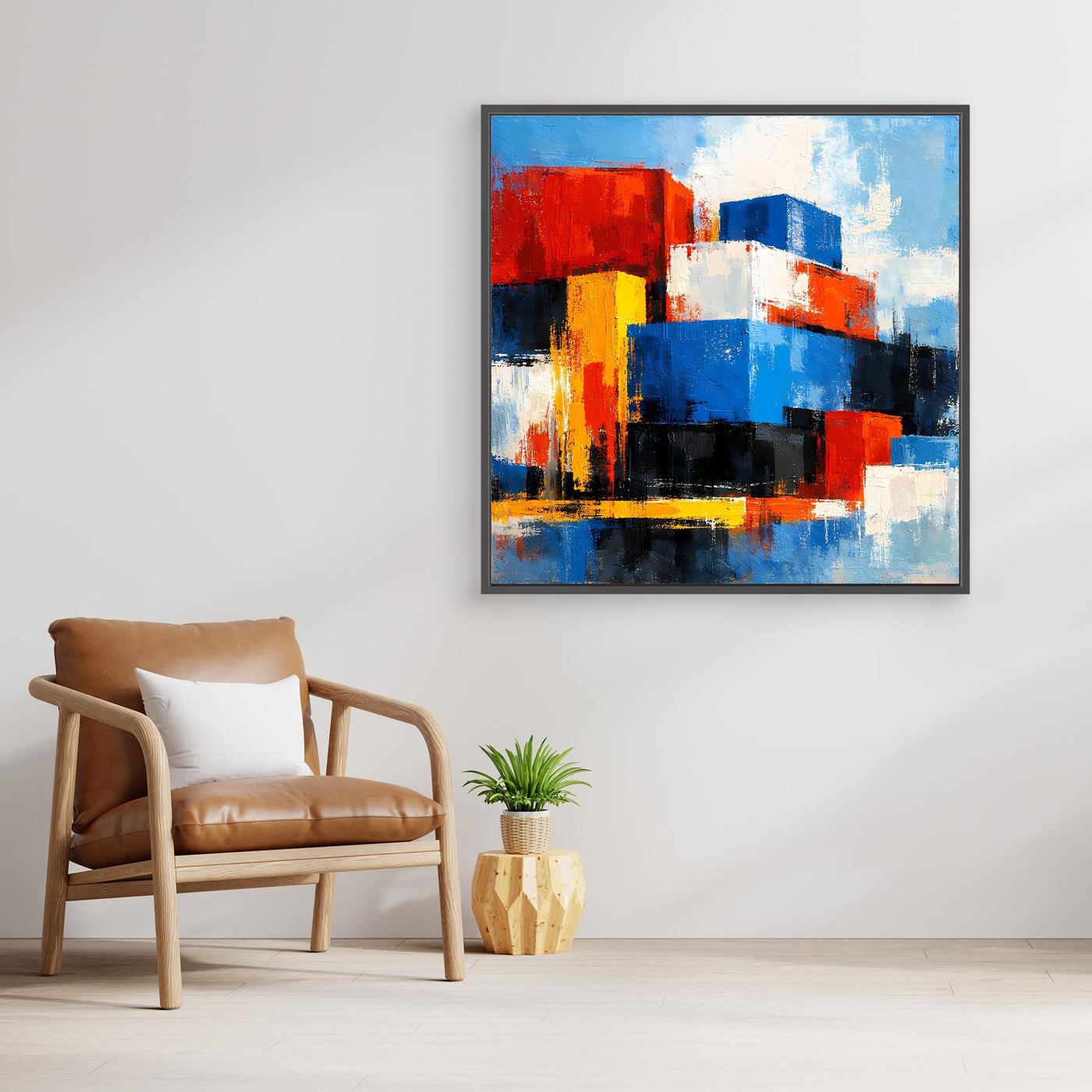 Leinwand Abstrakte Geometrische Kuben | Modernes Wandbild Bunte Blöcke
