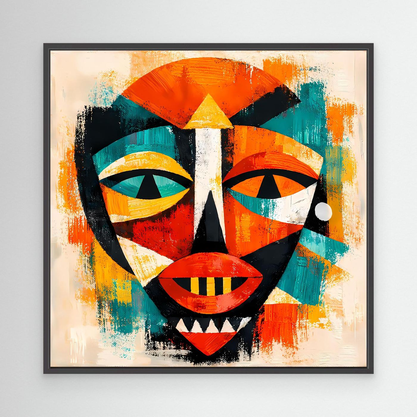Leinwand Abstrakte Afrikanische Maske | Kubistisches Modern Art Wandbild